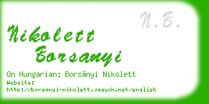 nikolett borsanyi business card
